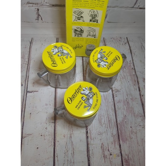 3 New Vintage Osterizer Mini Blend Containers In The Box 1/2 Pint - Picture 2 of 4